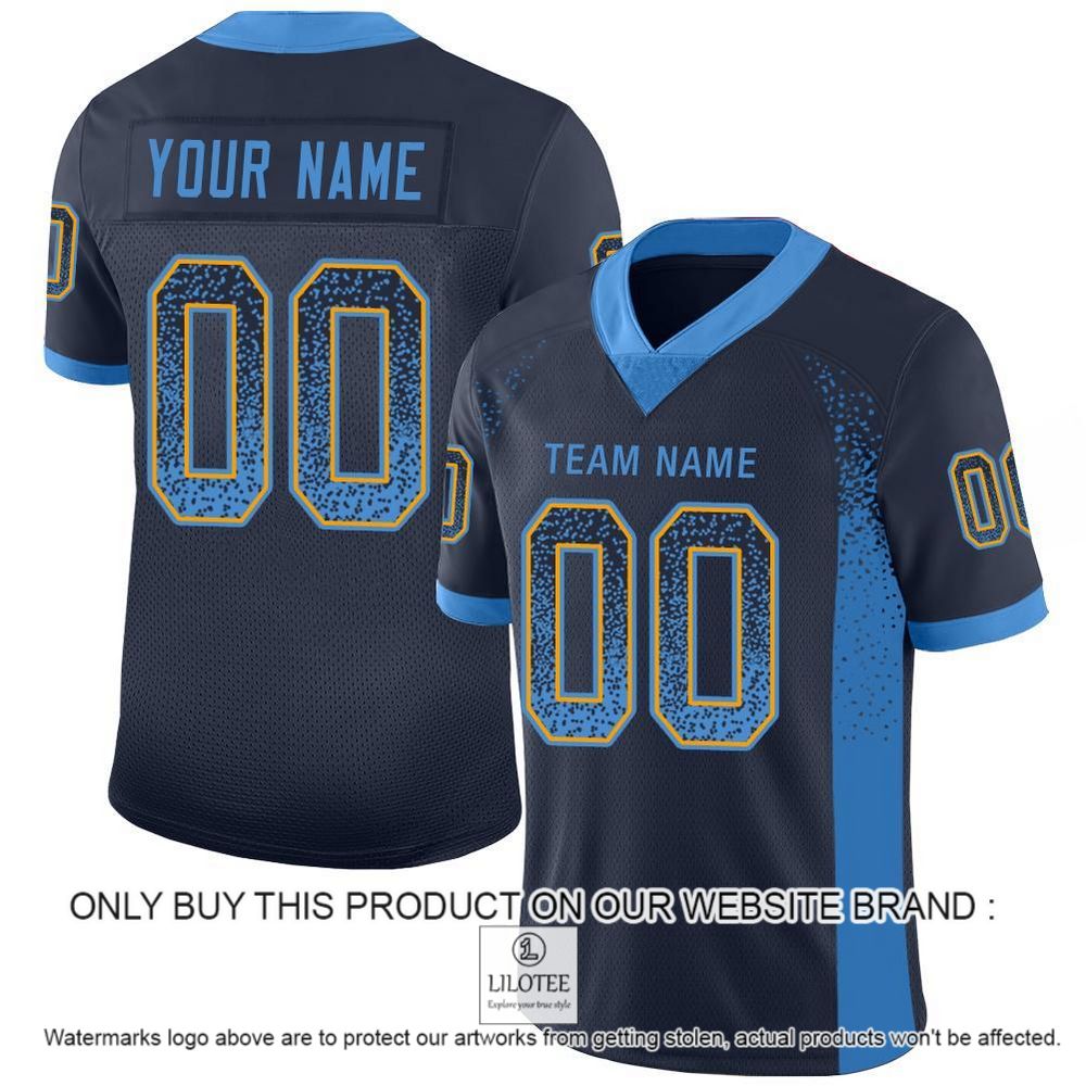 Navy Powder Blue-Gold Mesh Drift Fashion Personalized Football Jersey - LIMITED EDITION 11