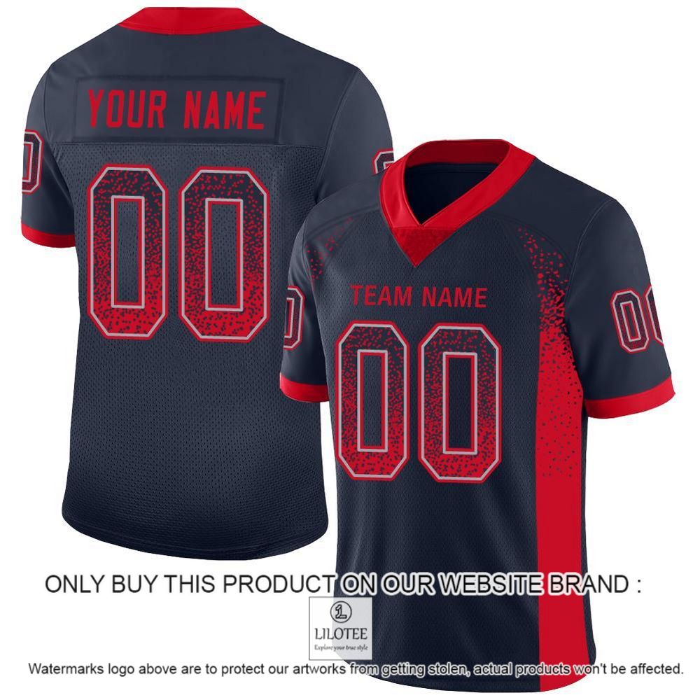 Navy Scarlet-Gray Mesh Drift Fashion Personalized Football Jersey - LIMITED EDITION 10