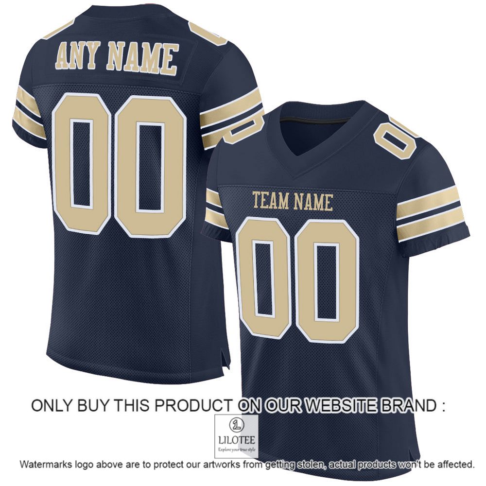 Navy Vegas Gold-White Mesh Authentic Personalized Football Jersey - LIMITED EDITION 9