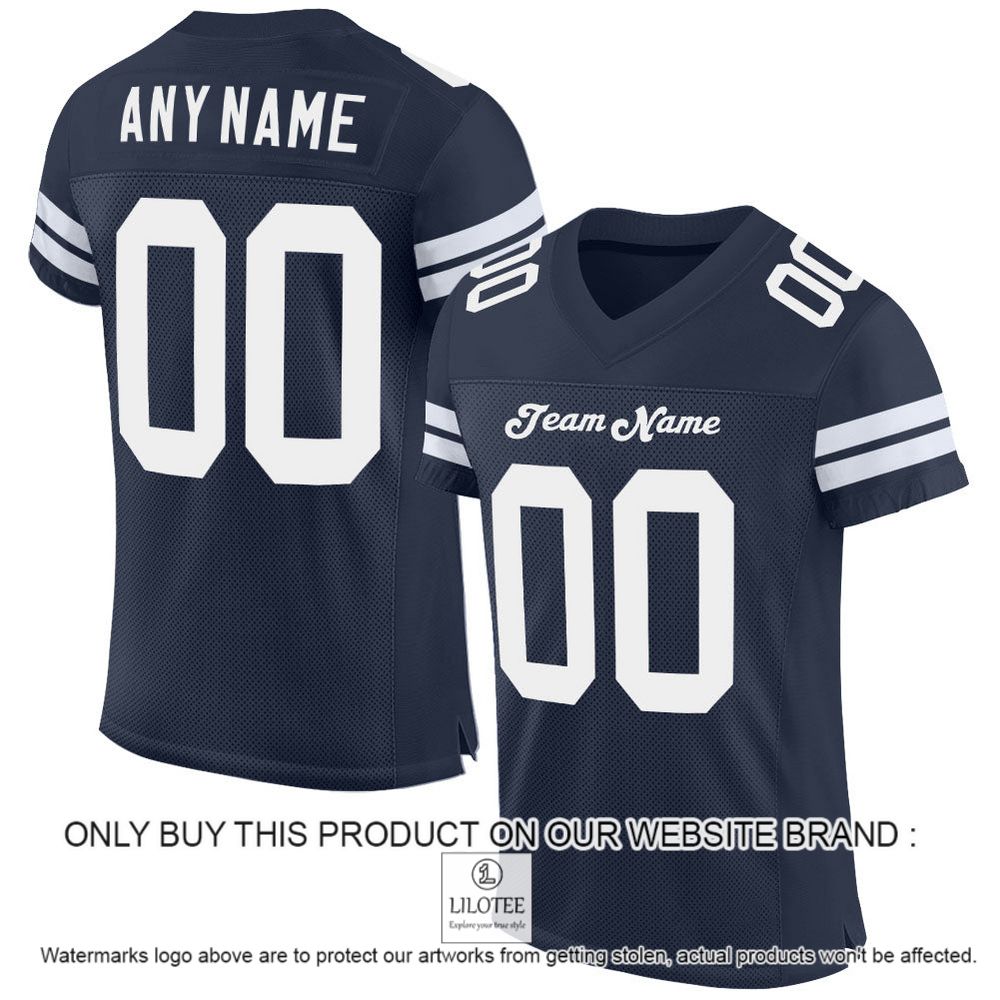 Navy White Mesh Authentic Personalized Football Jersey - LIMITED EDITION 11