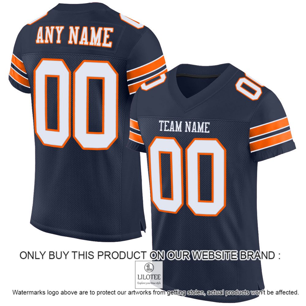 Navy White-Orange Mesh Authentic Personalized Football Jersey - LIMITED EDITION 11