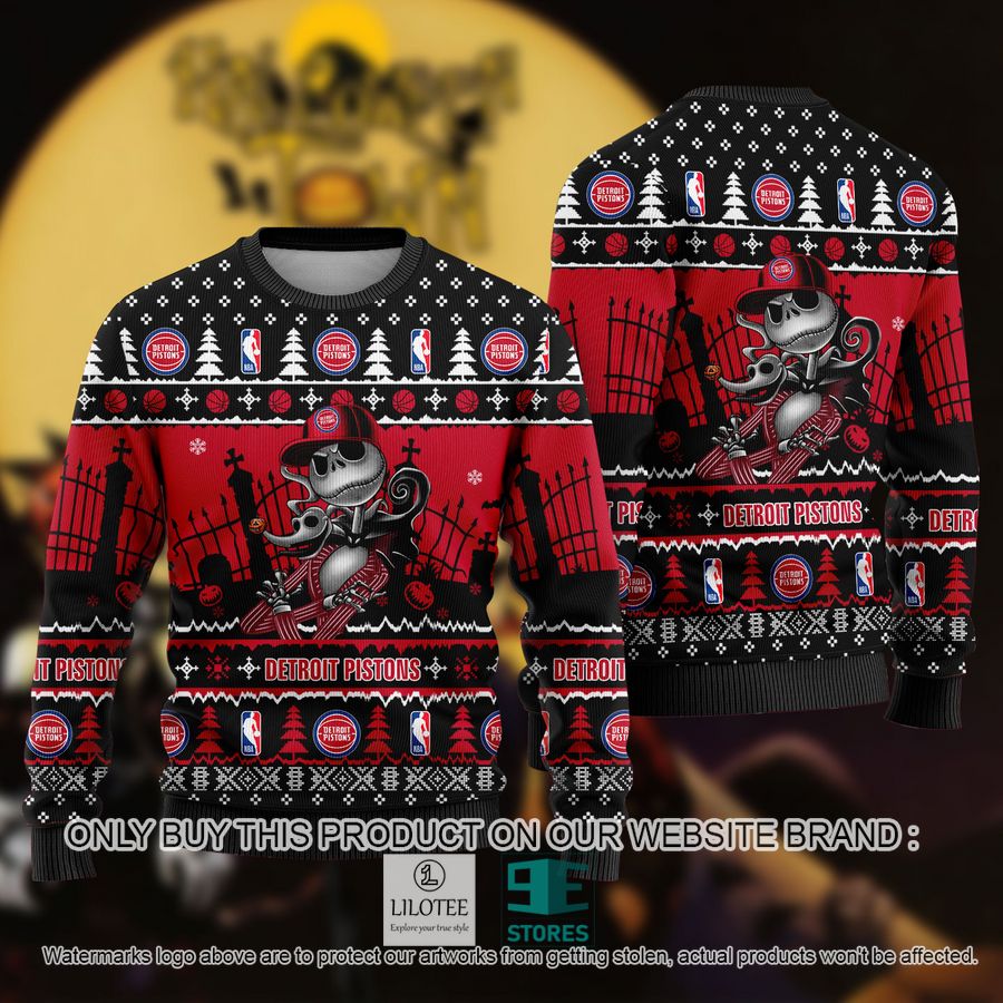 NBA Jack Skellington Detroit Pistons Ugly Christmas Sweater - LIMITED EDITION 9