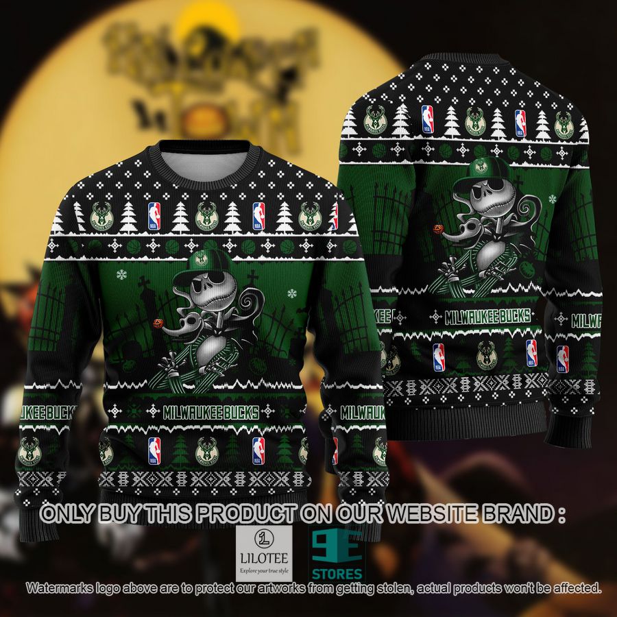 NBA Jack Skellington Milwaukee Bucks Ugly Christmas Sweater - LIMITED EDITION 9