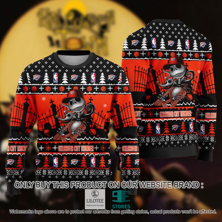 NBA Jack Skellington Oklahoma City Thunder Ugly Christmas Sweater - LIMITED EDITION 8