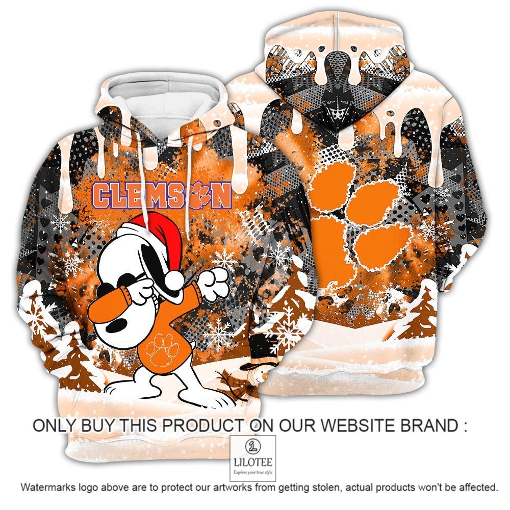 NCAA Clemson Tigers Snoopy Dabbing The Peanuts Christmas 3D Hoodie - LIMITED EDITION 13