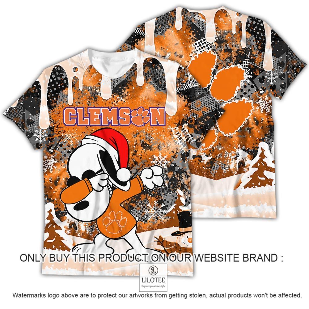 NCAA Clemson Tigers Snoopy Dabbing The Peanuts Christmas 3D Shirt - LIMITED EDITION 12