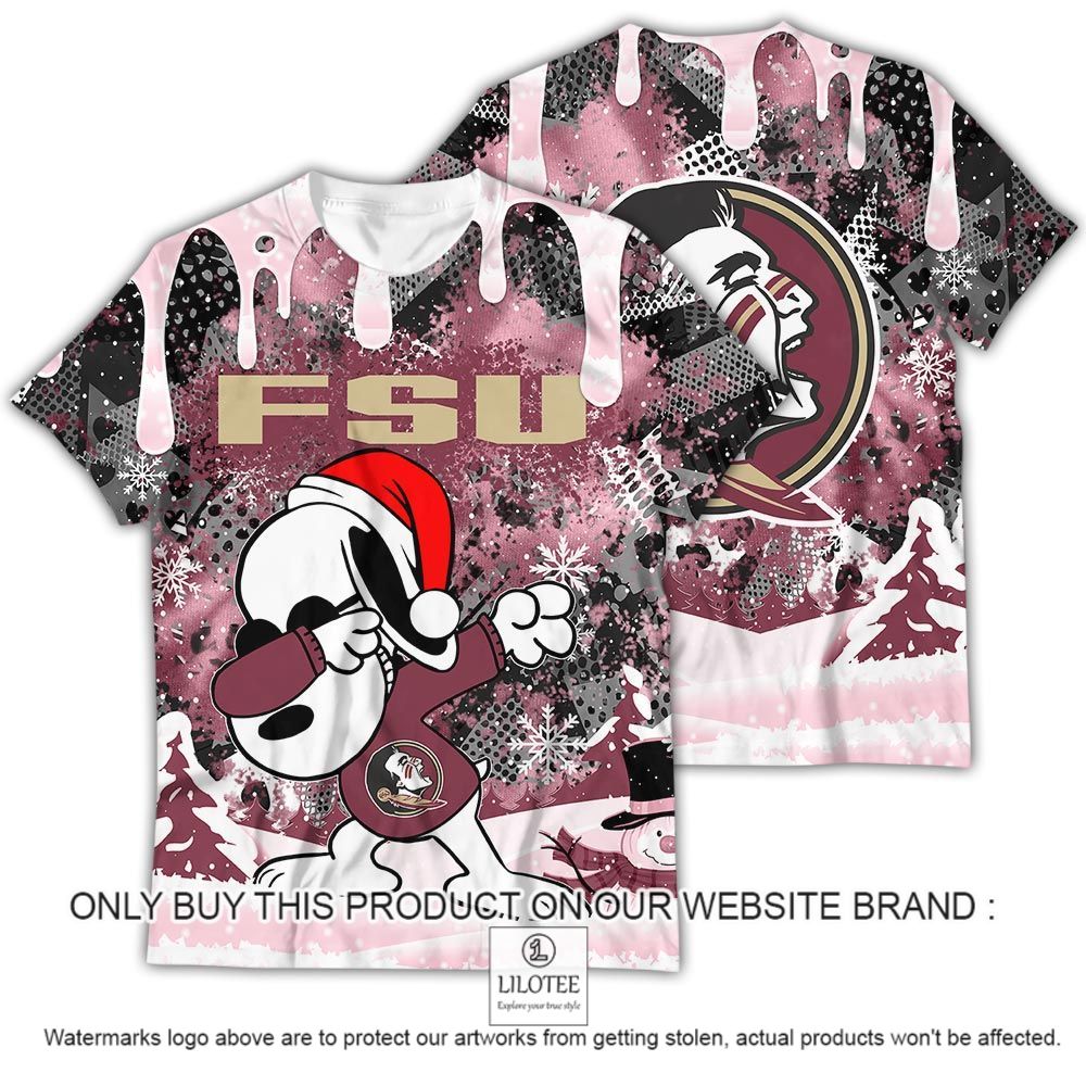 NCAA Florida State Seminoles Snoopy Dabbing The Peanuts Christmas 3D Shirt - LIMITED EDITION 12