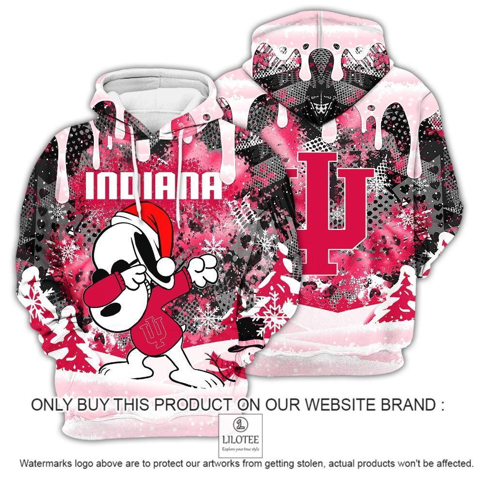 NCAA Indiana Hoosiers Snoopy Dabbing The Peanuts Christmas 3D Hoodie - LIMITED EDITION 13