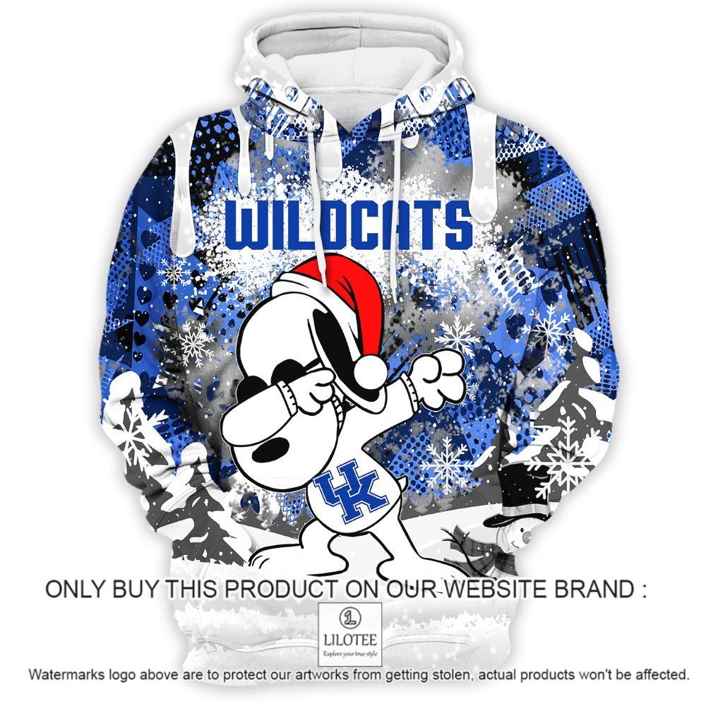 Alternative view of NCAA Kentucky Wildcats Snoopy Dabbing The Peanuts Christmas 3D Hoodie - LIMITED EDITION
