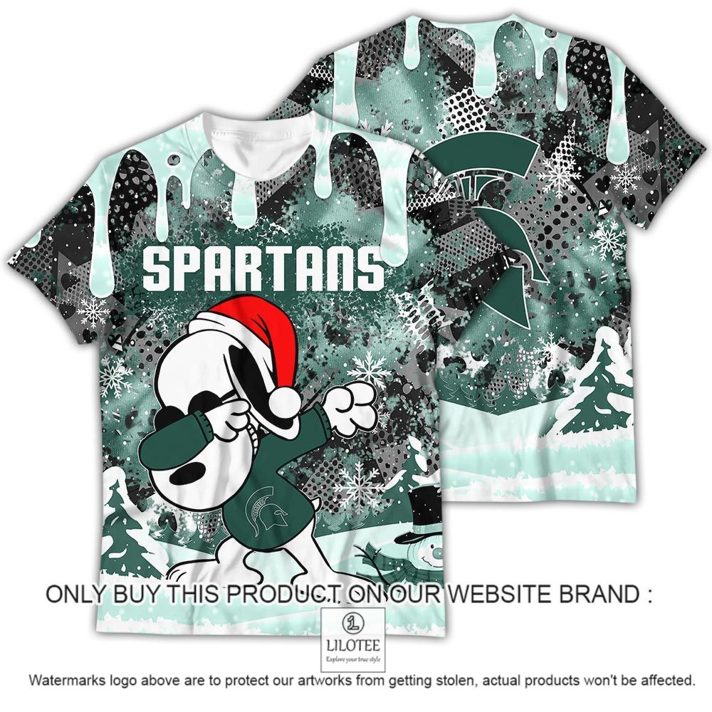 NCAA Michigan State Spartans Snoopy Dabbing The Peanuts Christmas 3D Shirt - LIMITED EDITION 13