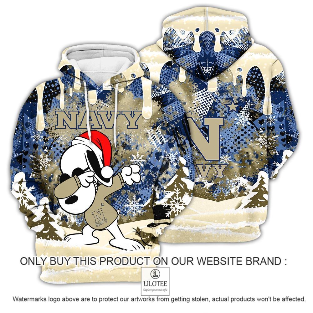 NCAA Navy Midshipmen Snoopy Dabbing The Peanuts Christmas 3D Hoodie - LIMITED EDITION 12