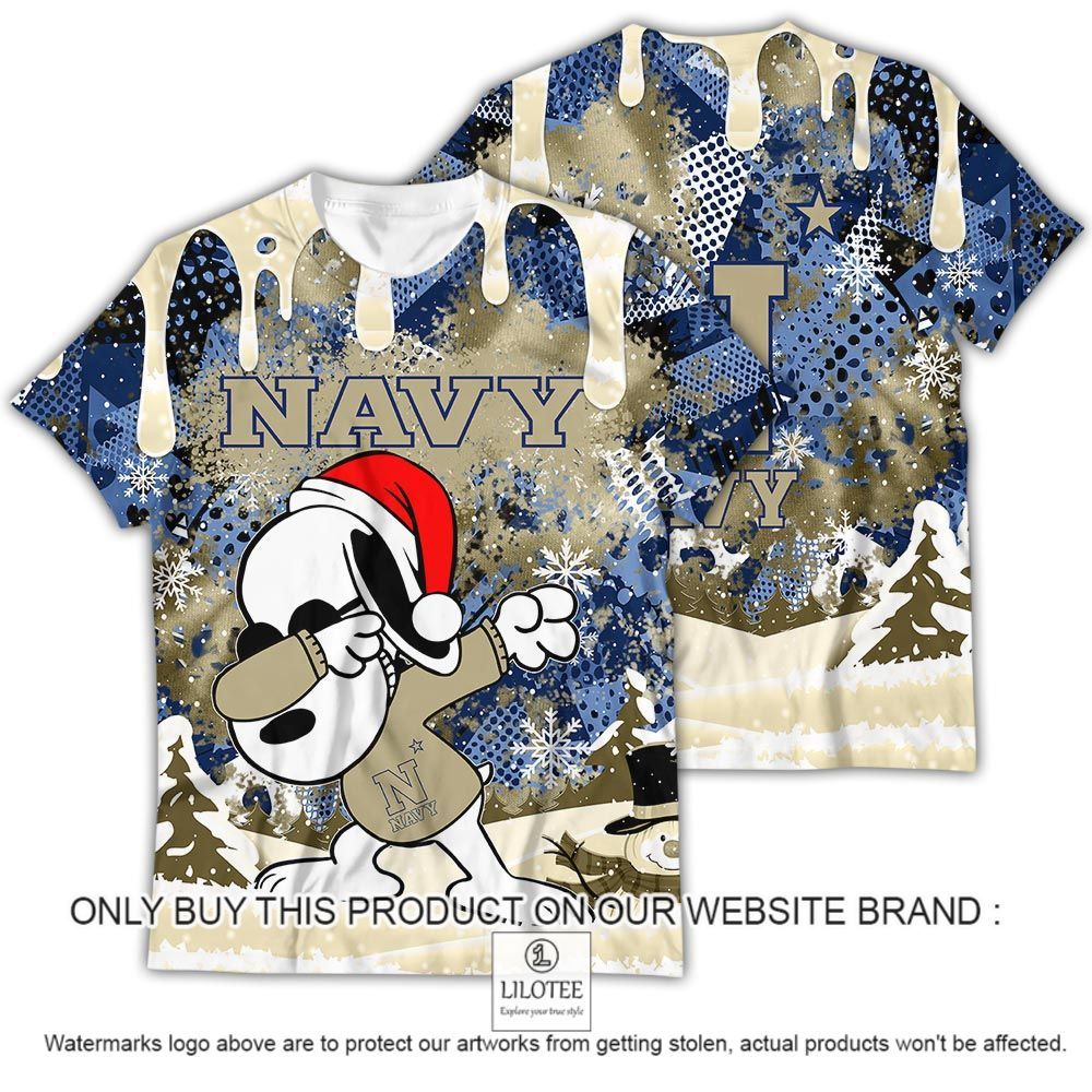 NCAA Navy Midshipmen Snoopy Dabbing The Peanuts Christmas 3D Shirt - LIMITED EDITION 13