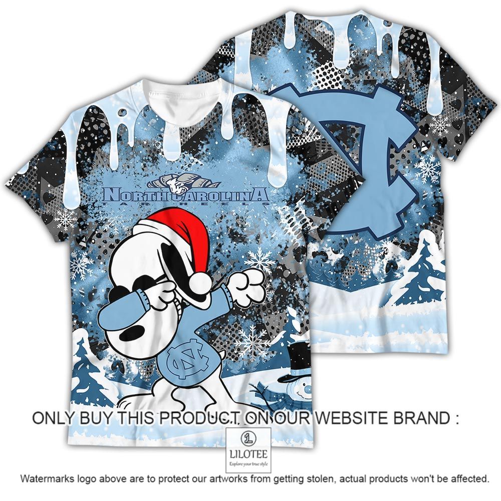 NCAA North Carolina Tar Heels Snoopy Dabbing The Peanuts Christmas 3D Shirt - LIMITED EDITION 12