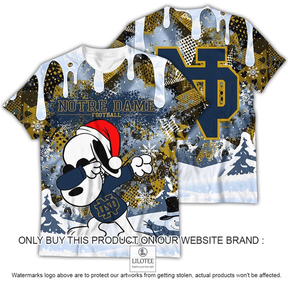 NCAA Notre Dame Fighting Irish Snoopy Dabbing The Peanuts Christmas 3D Shirt - LIMITED EDITION 13
