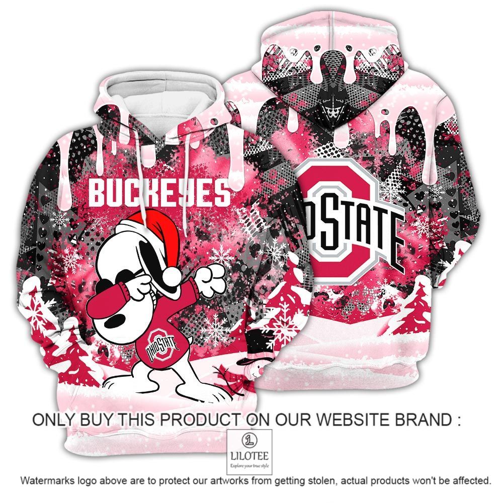 NCAA Ohio State Buckeyes Snoopy Dabbing The Peanuts Christmas 3D Hoodie - LIMITED EDITION 12