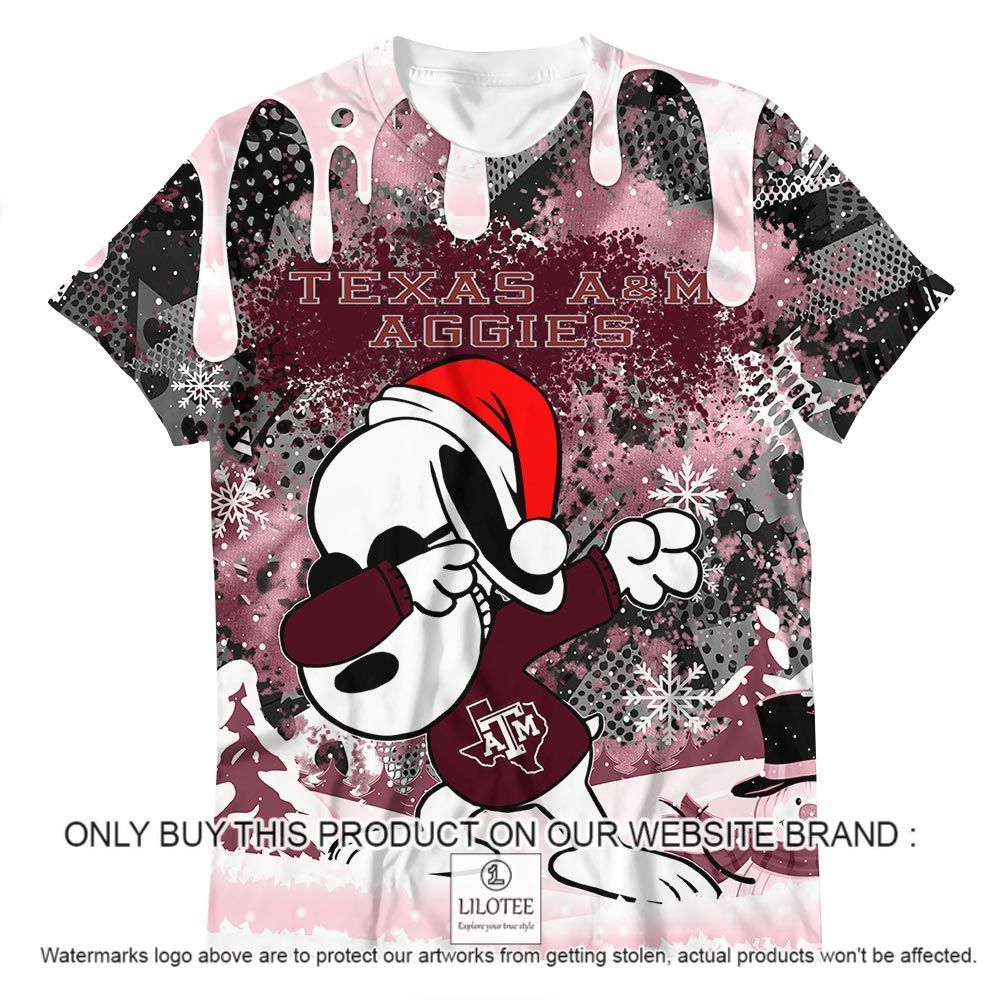 NCAA Texas A&M Aggies Snoopy Dabbing The Peanuts Christmas 3D Shirt - LIMITED EDITION 13
