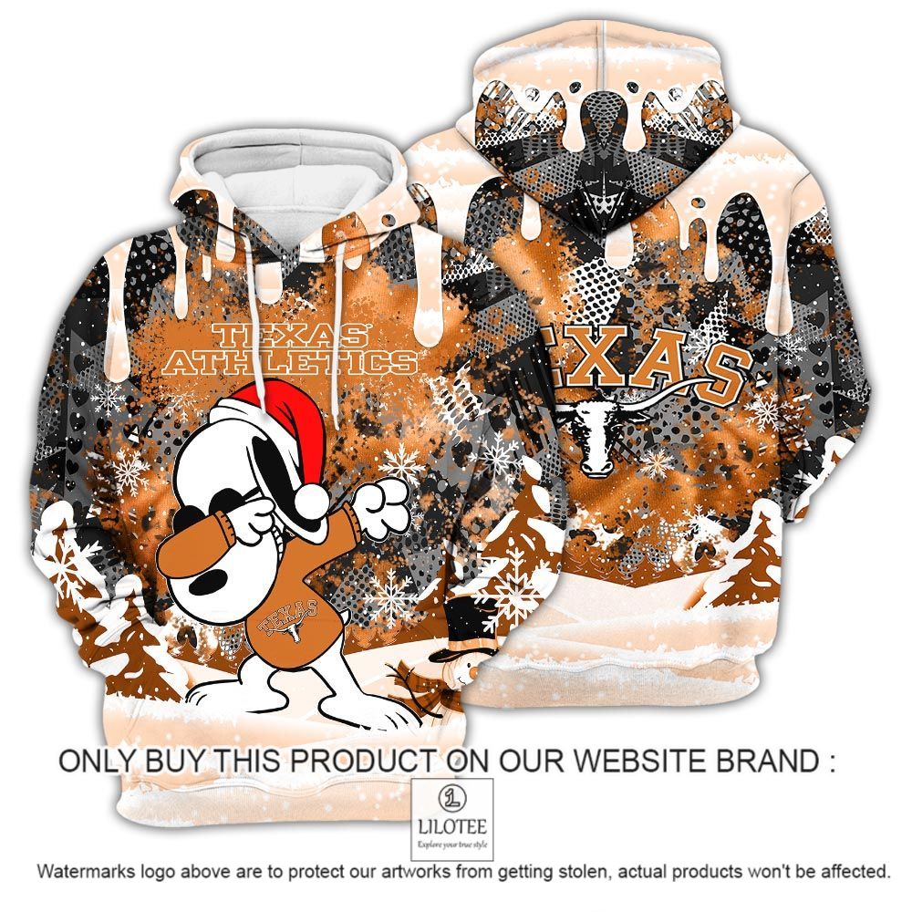 NCAA Texas Longhorns Snoopy Dabbing The Peanuts Christmas 3D Hoodie - LIMITED EDITION 12