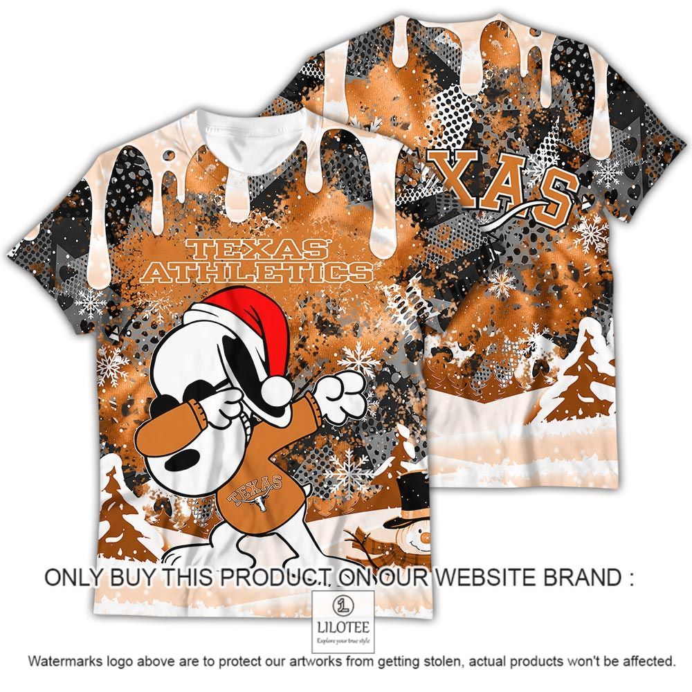 NCAA Texas Longhorns Snoopy Dabbing The Peanuts Christmas 3D Shirt - LIMITED EDITION 13