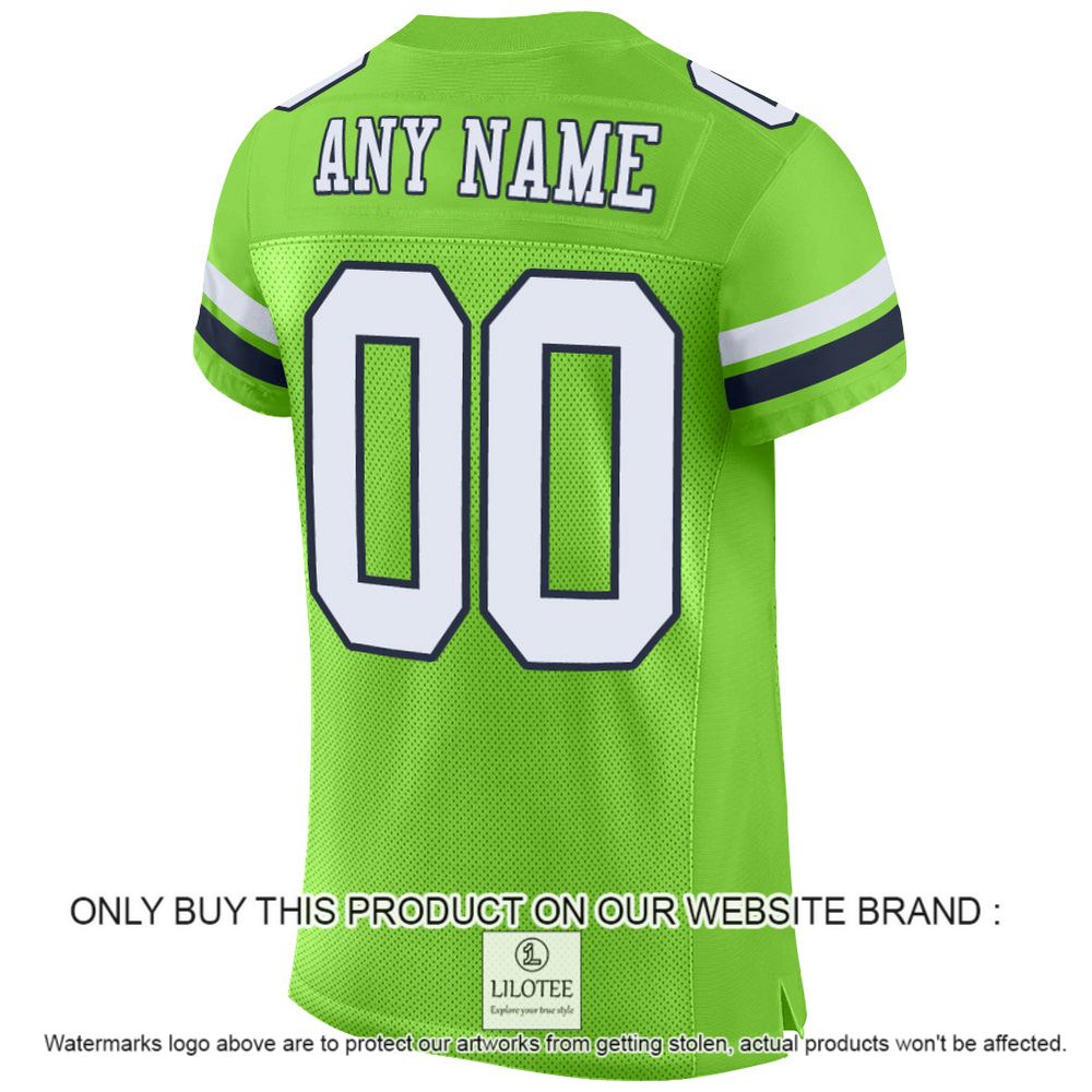 Neon Green White-Navy Mesh Authentic Personalized Football Jersey - LIMITED EDITION 3 Neon Green White-Navy Mesh Authentic Personalized Football Jersey - LIMITED EDITION - Image 3