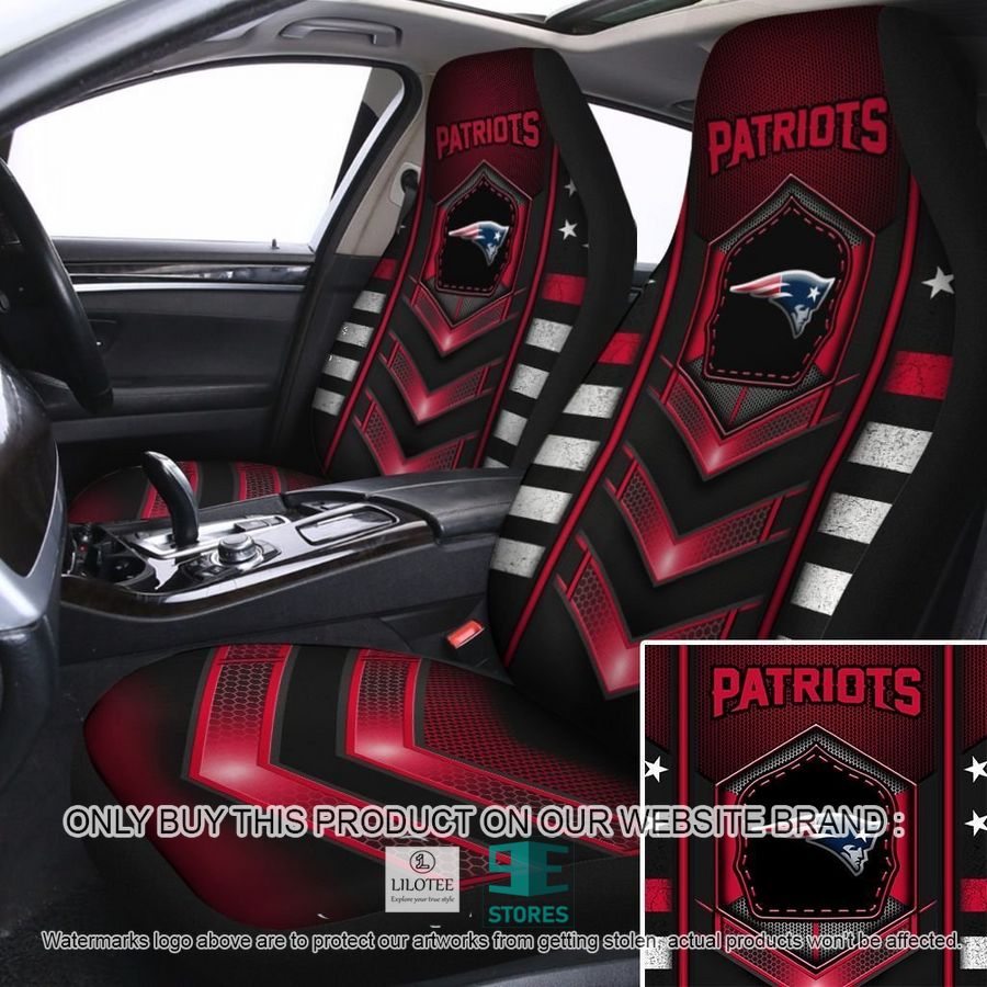 New England Patriots Red Grey Car Seat Covers 9