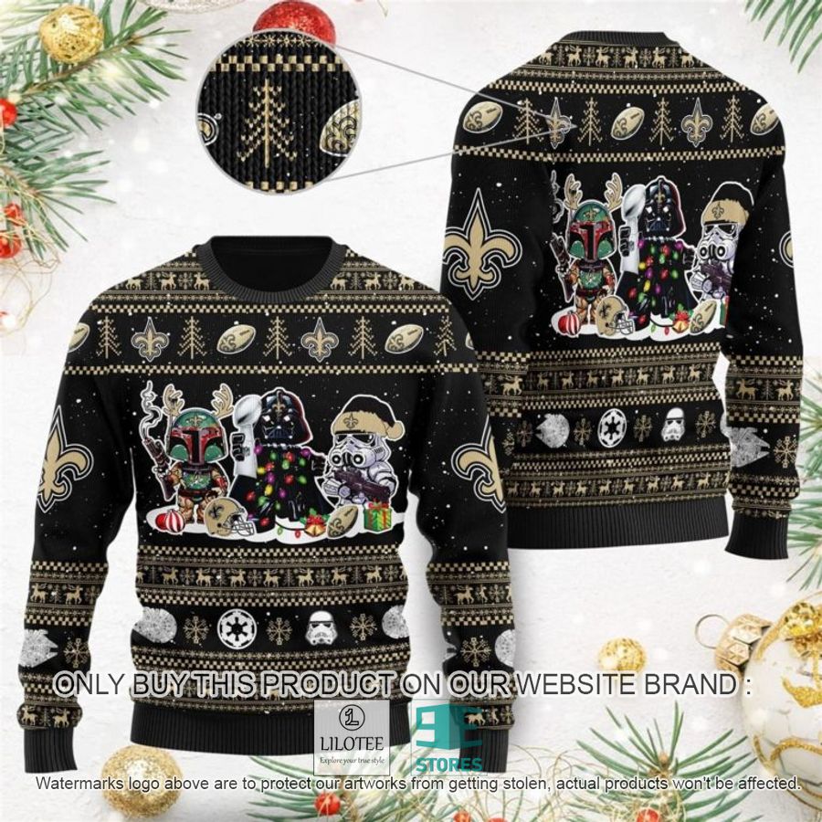 New Orleans Saints Darth Vader Boba Fett Stormtrooper Ugly Christmas Sweater - LIMITED EDITION 8