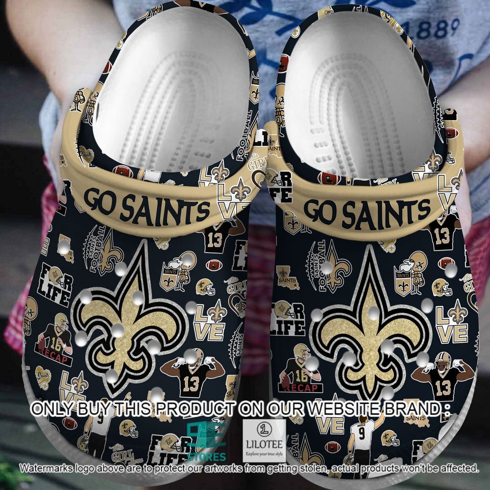 New Orleans Saints Pattern Crocs Crocband Shoes - LIMITED EDITION 7