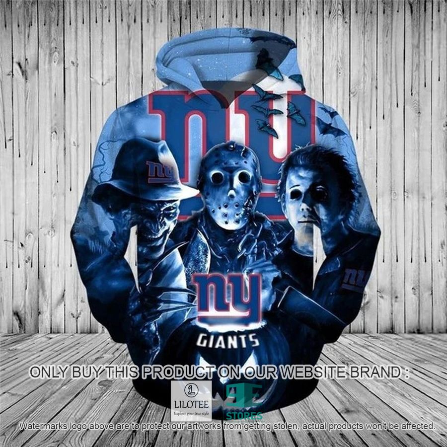 New York Giants Halloween Horror Characters blue 3D Hoodie, Zip Hoodie - LIMITED EDITION 8