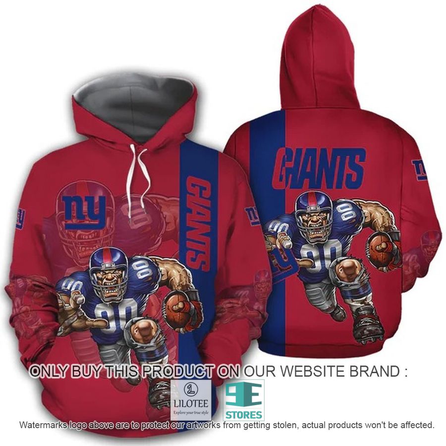 New York Giants Mascot dark red 3D Hoodie, Zip Hoodie - LIMITED EDITION 9