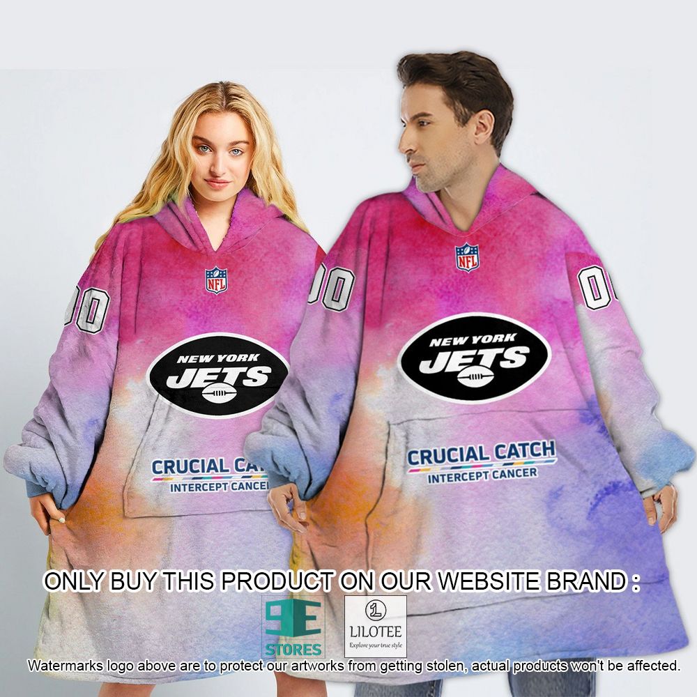 New York Jets Crucial Catch Intercept Cancer Personalized Oodie Blanket Hoodie - LIMITED EDITION 13