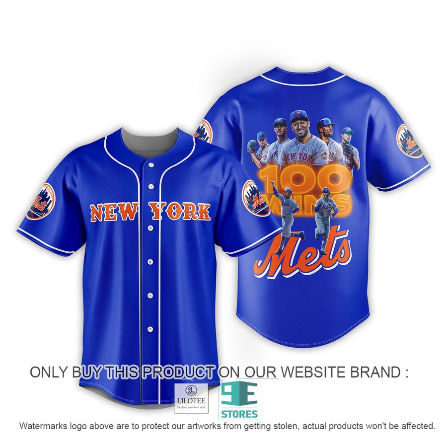 New York Mets 100 Wins blue Baseball Jersey 2