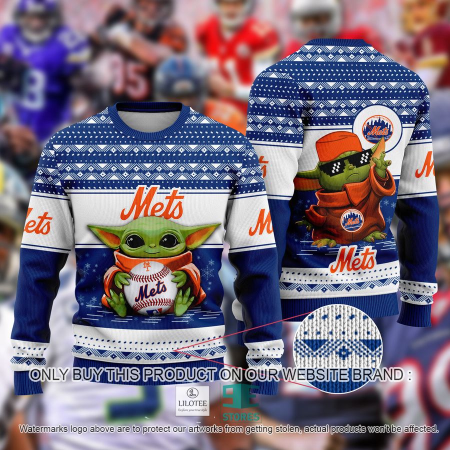 New York Mets Baby Yoda Ugly Christmas Sweater 8