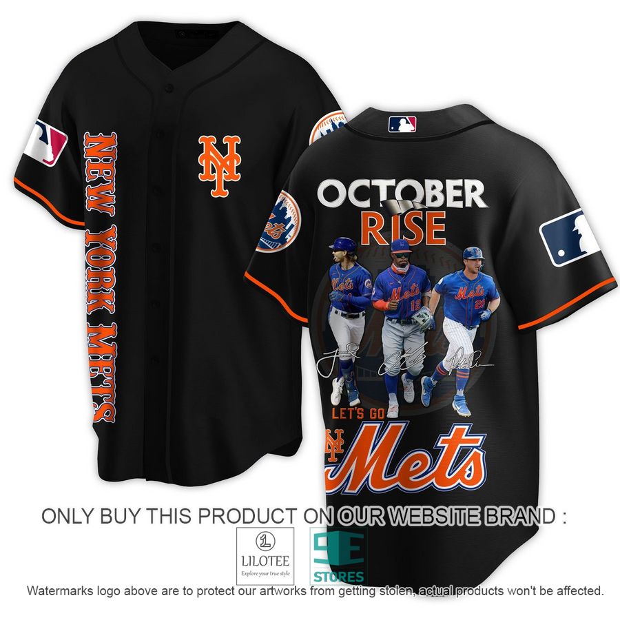 New York Mets October Rise Let's Go Mets black Baseball Jersey - LIMITED EDITION 6