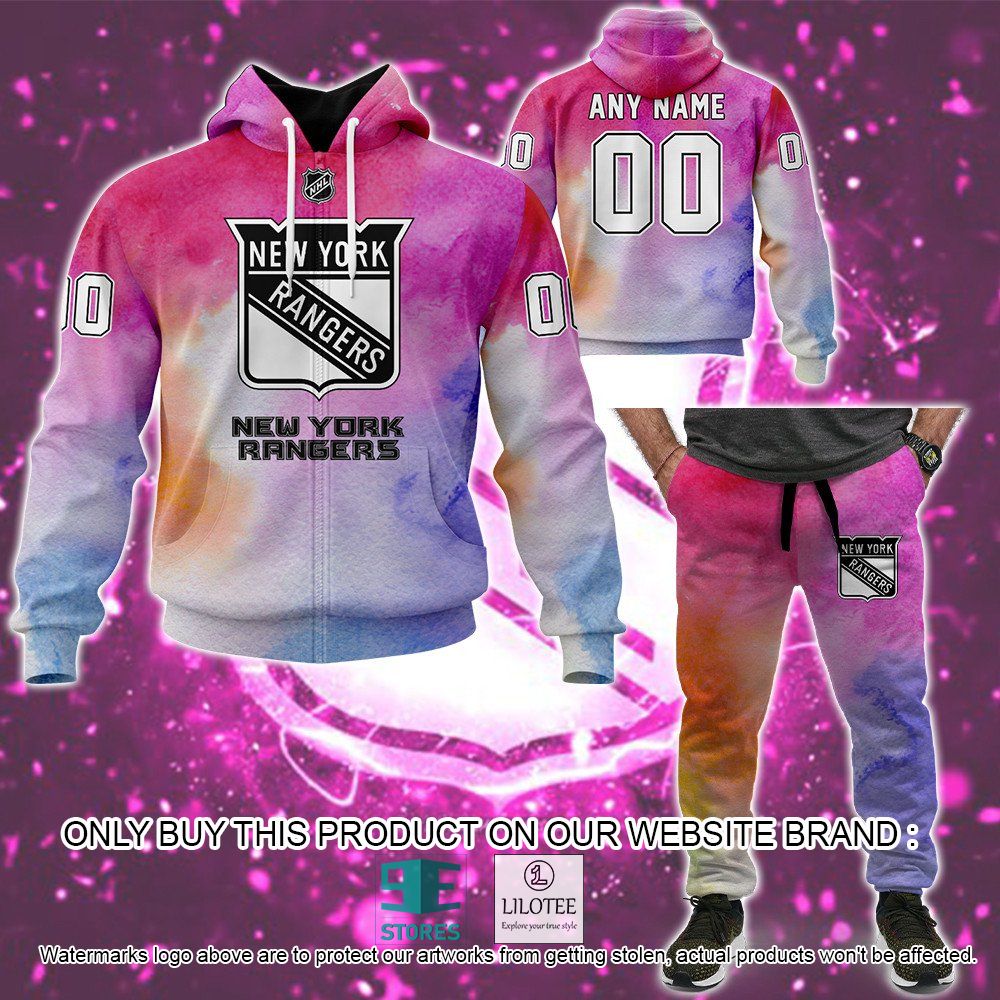 New York Rangers Breast Cancer Awareness Month Personalized 3D Hoodie, Shirt - LIMITED EDITION 45