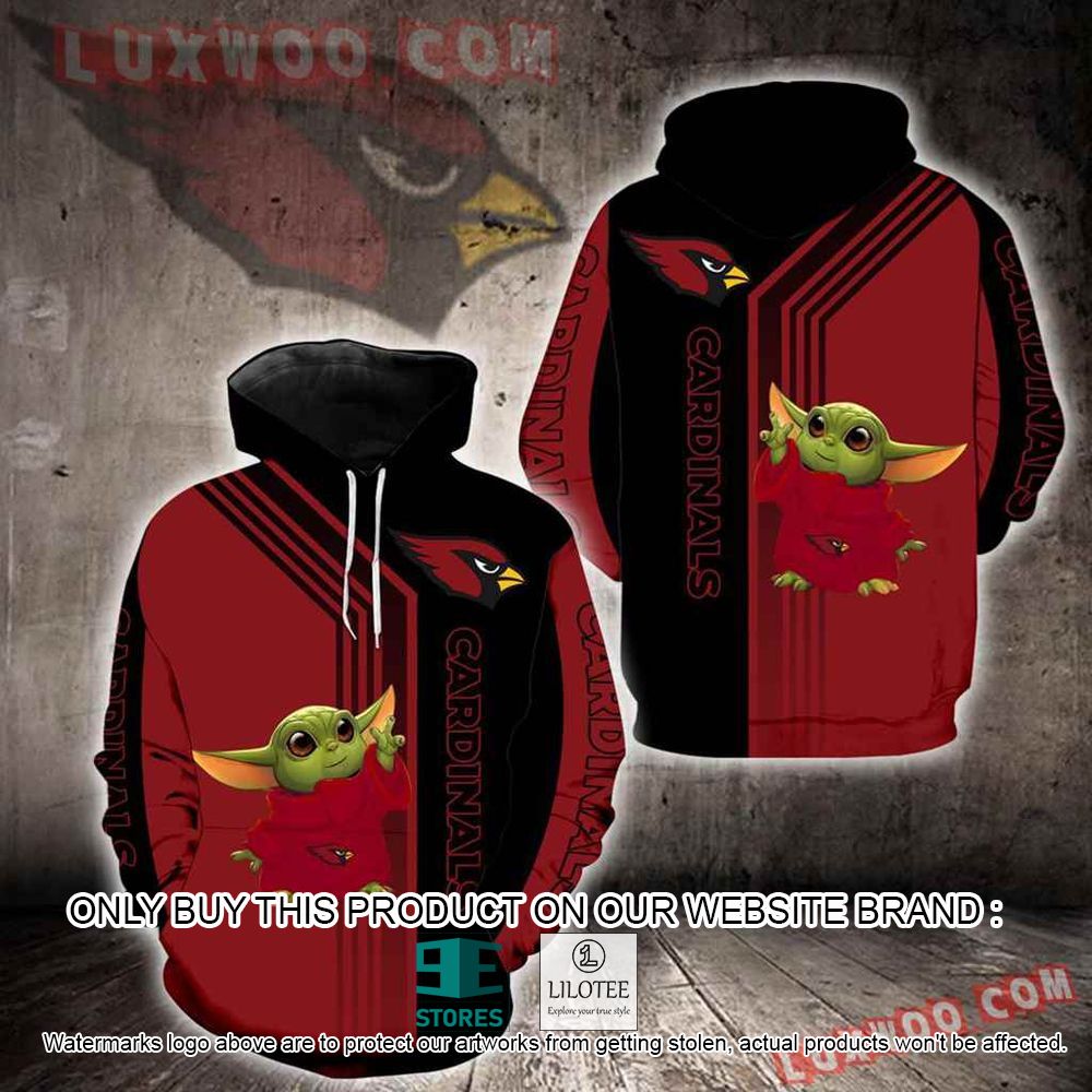 NFL Arizona Cardinals Baby Yoda Red Black 3D Hoodie - LIMITED EDITION 10