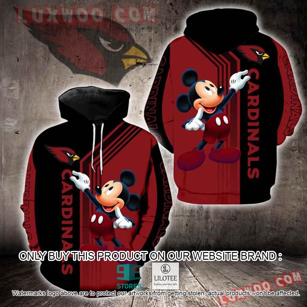 NFL Arizona Cardinals Mickey Mouse Black Red 3D Hoodie - LIMITED EDITION 10