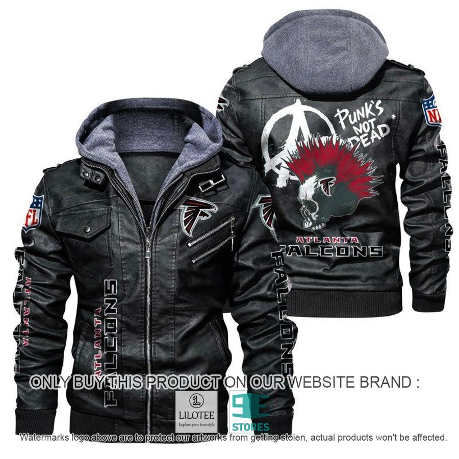 NFL Atlanta Falcons Punk's Not Dead Skull Leather Jacket - LIMITED EDITION 4