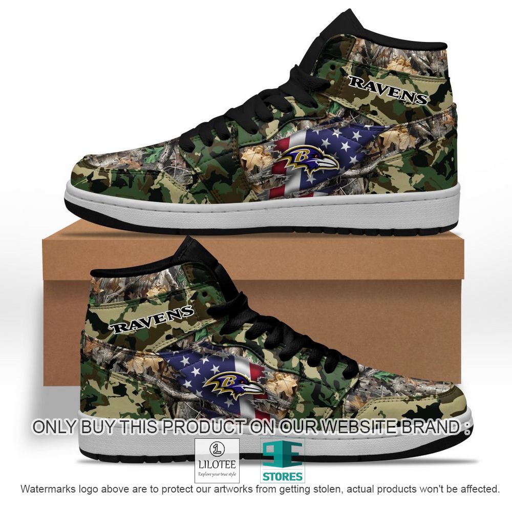 NFL Baltimore Ravens Camo Realtree Hunting Air Jordan High Top Shoes - LIMITED EDITION 10