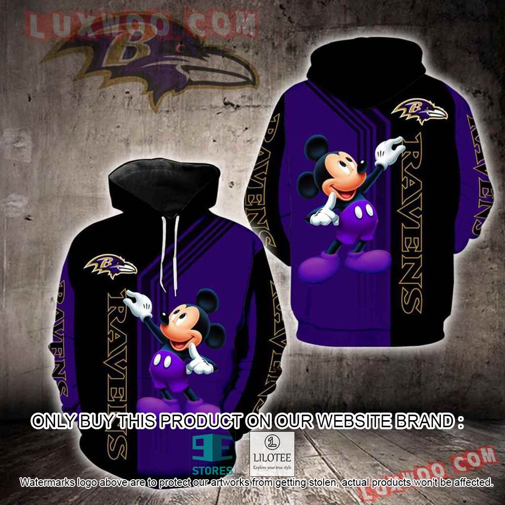 NFL Baltimore Ravens Mickey Mouse Purple Black 3D Hoodie - LIMITED EDITION 10