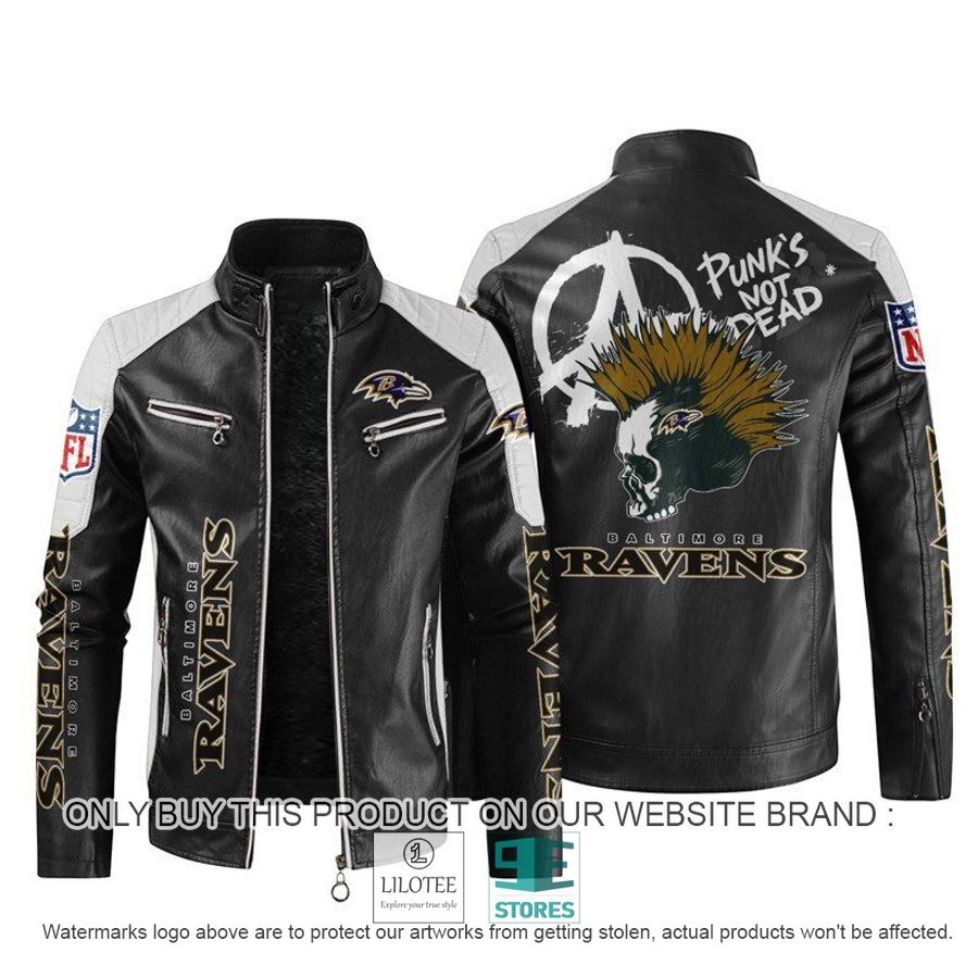 NFL Baltimore Ravens Punk's Not Dead Skull Block Leather Jacket - LIMITED EDITION 11