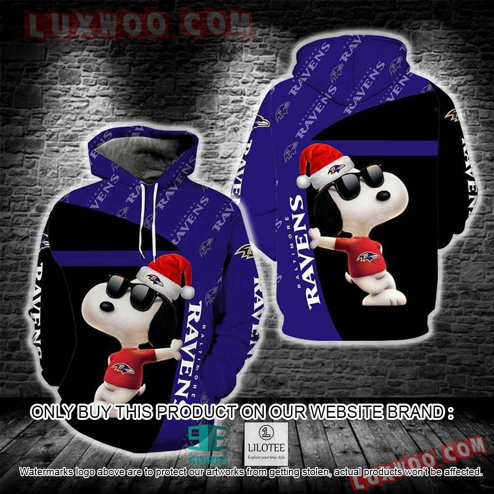 NFL Baltimore Ravens Snoopy Blue Black 3D Hoodie - LIMITED EDITION 11
