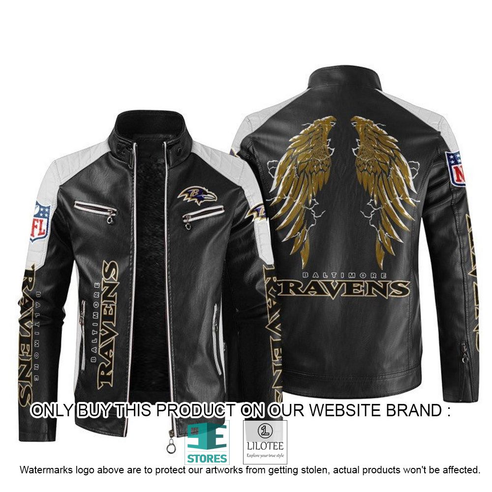 NFL Baltimore Ravens Wings Motor Block Leather Jacket - LIMITED EDITION 10