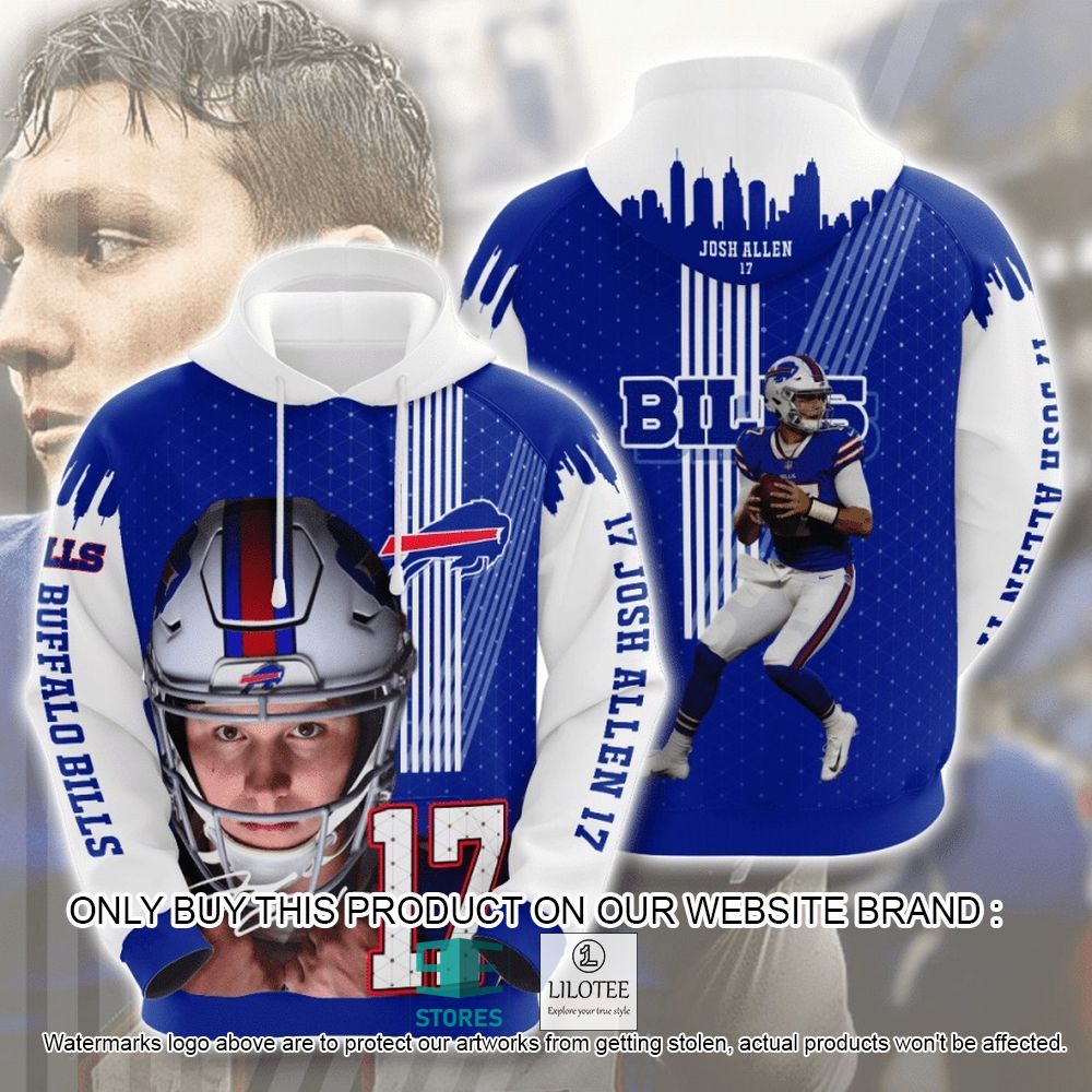 NFL Buffalo Bills Josh Allen 17 Blue White 3D Hoodie - LIMITED EDITION 11