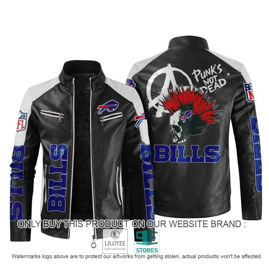 NFL Buffalo Bills Punk's Not Dead Skull Block Leather Jacket - LIMITED EDITION 10