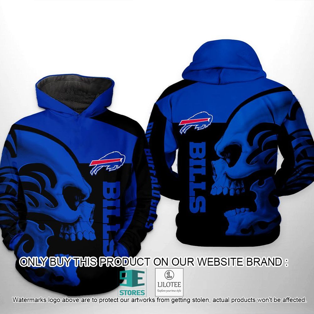 NFL Buffalo Bills Skull Blue Black 3D Hoodie - LIMITED EDITION 11