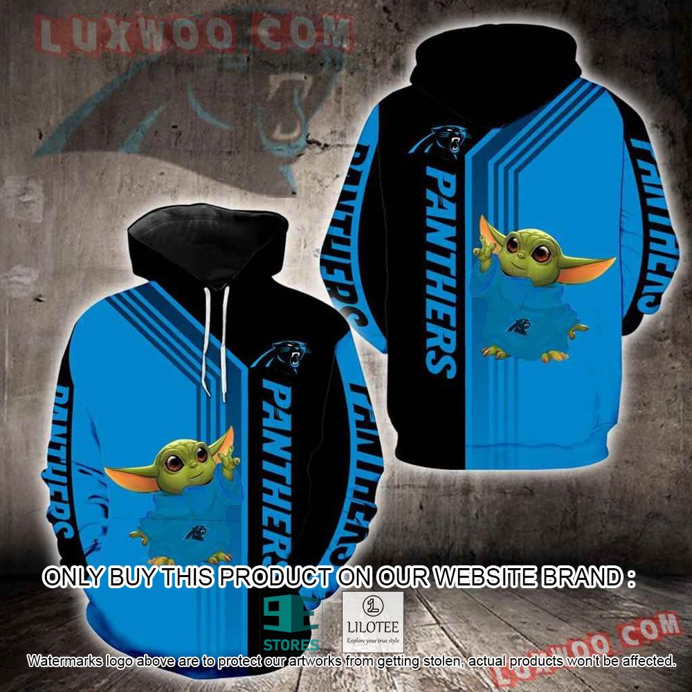 NFL Carolina Panthers Baby Yoda Blue Black 3D Hoodie - LIMITED EDITION 10