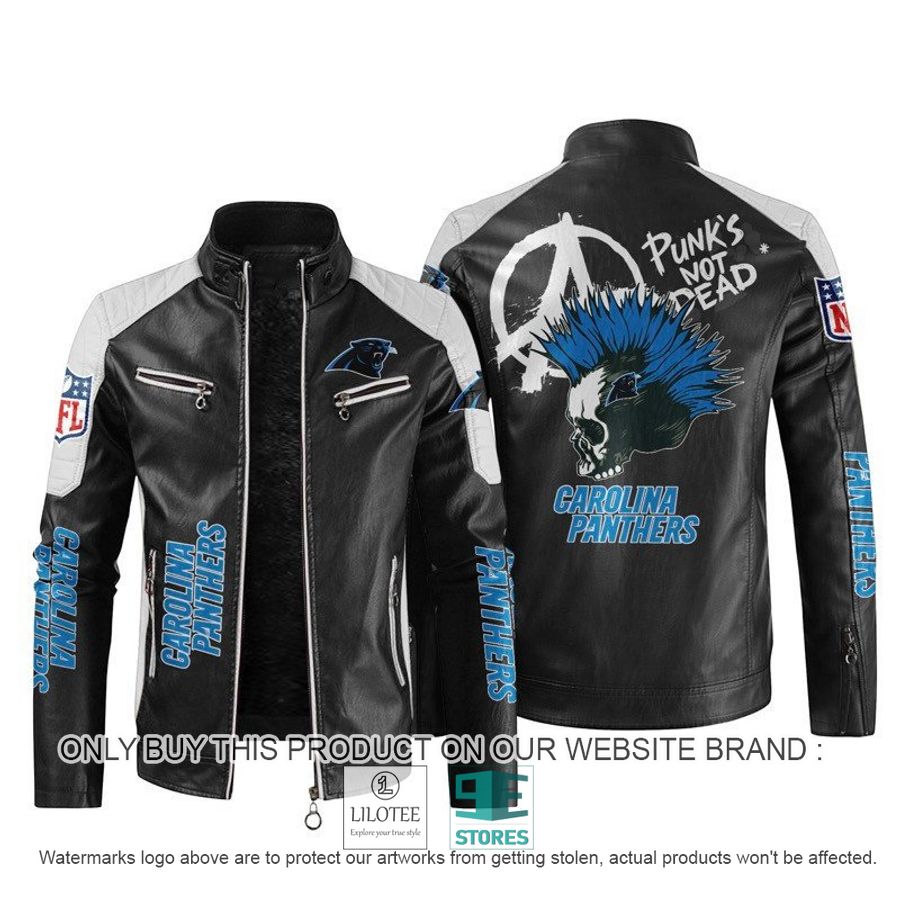 NFL Carolina Panthers Punk's Not Dead Skull Block Leather Jacket - LIMITED EDITION 11