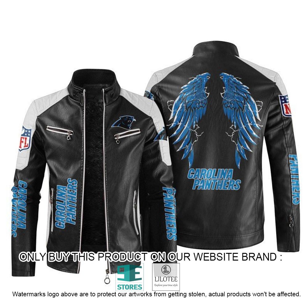 NFL Carolina Panthers Wings Motor Block Leather Jacket - LIMITED EDITION 10