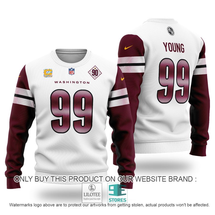NFL Chase Young 99 Washington Commanders white red Sweater - LIMITED EDITION 8