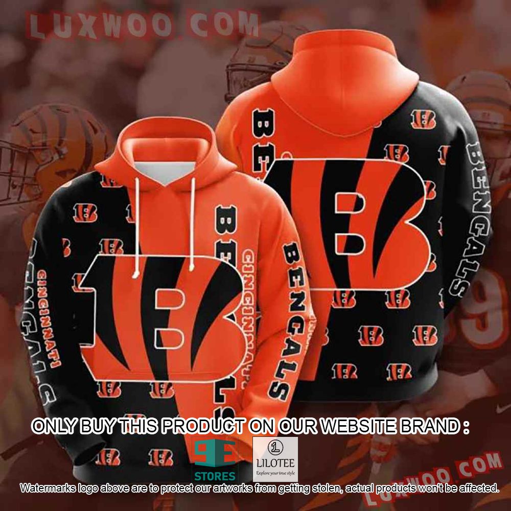 NFL Cincinnati Bengals Black Orange Logo 3D Hoodie - LIMITED EDITION 10