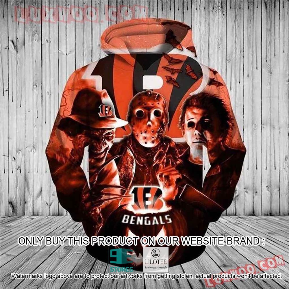 NFL Cincinnati Bengals Halloween Horror Friends 3D Hoodie - LIMITED EDITION 11